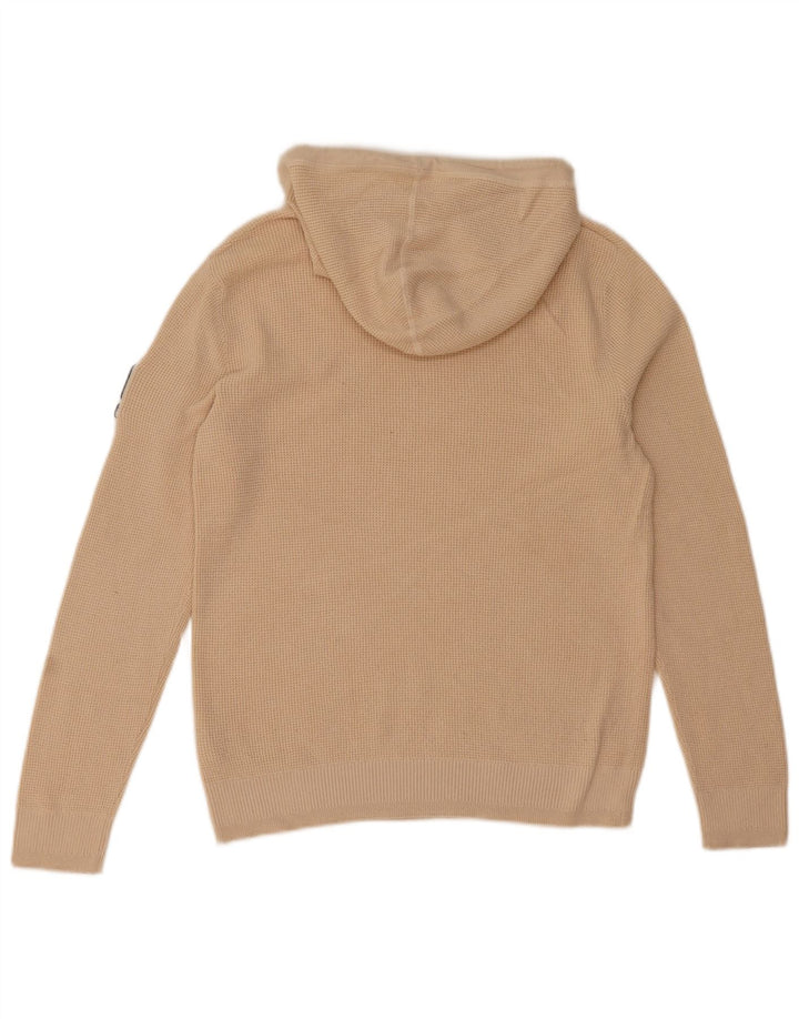Jack & Jones Mens Hooded Jumper Sweater Small Beige Cotton