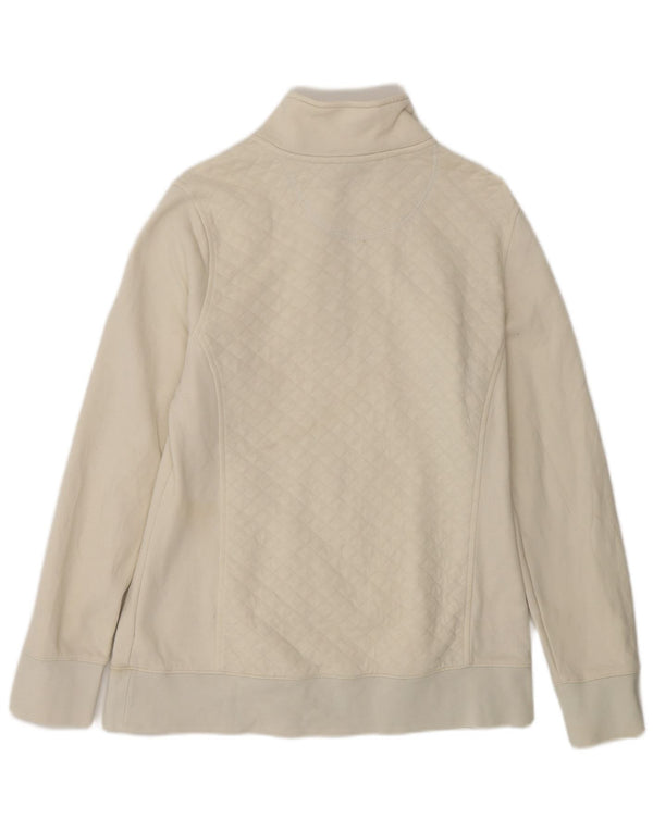 L.L.Bean Womens Oversized Zip Neck Sweatshirt Jumper UK 10 Small White