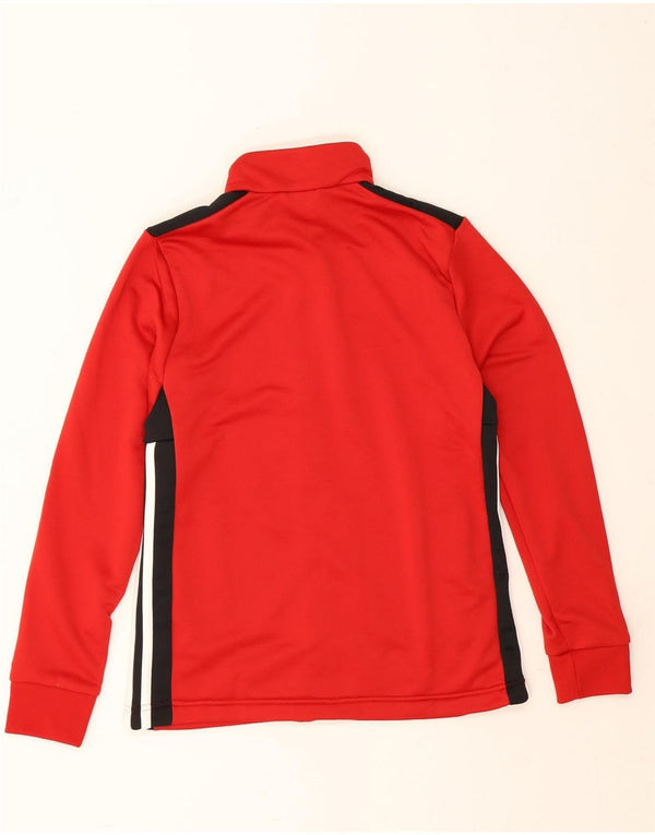 Adidas Boys Tracksuit Top Jacket 13-14 Years Red Colourblock Polyester