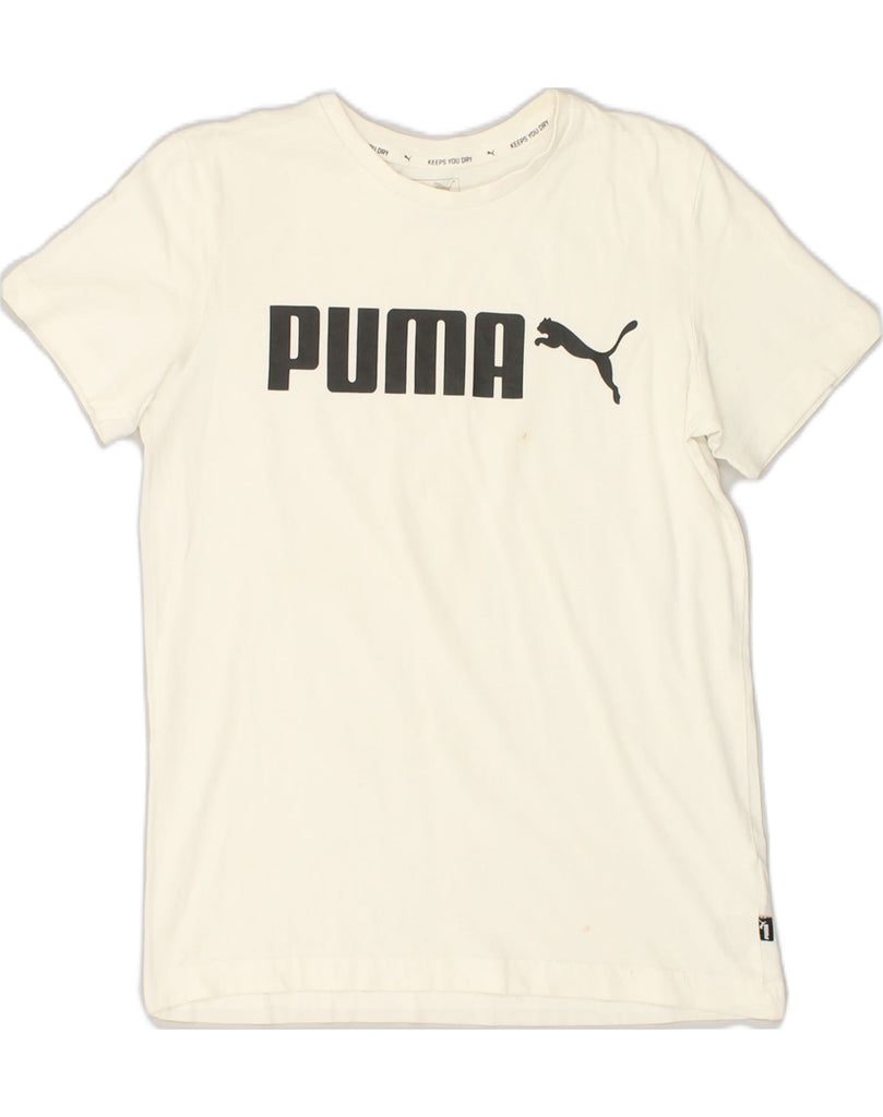 PUMA Boys Graphic T-Shirt Top 13-14 Years White Cotton | Vintage Puma | Thrift | Second-Hand Puma | Used Clothing | Messina Hembry 