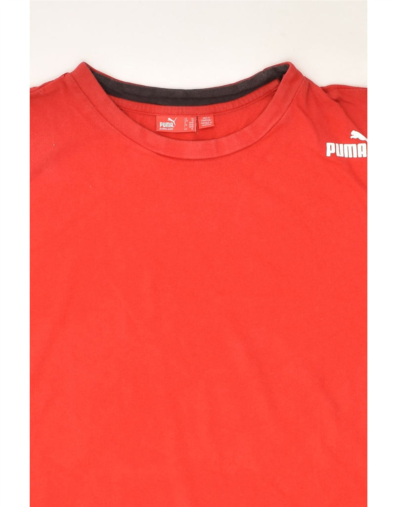 PUMA Mens Graphic T-Shirt Top XL Red Colourblock Cotton | Vintage Puma | Thrift | Second-Hand Puma | Used Clothing | Messina Hembry 