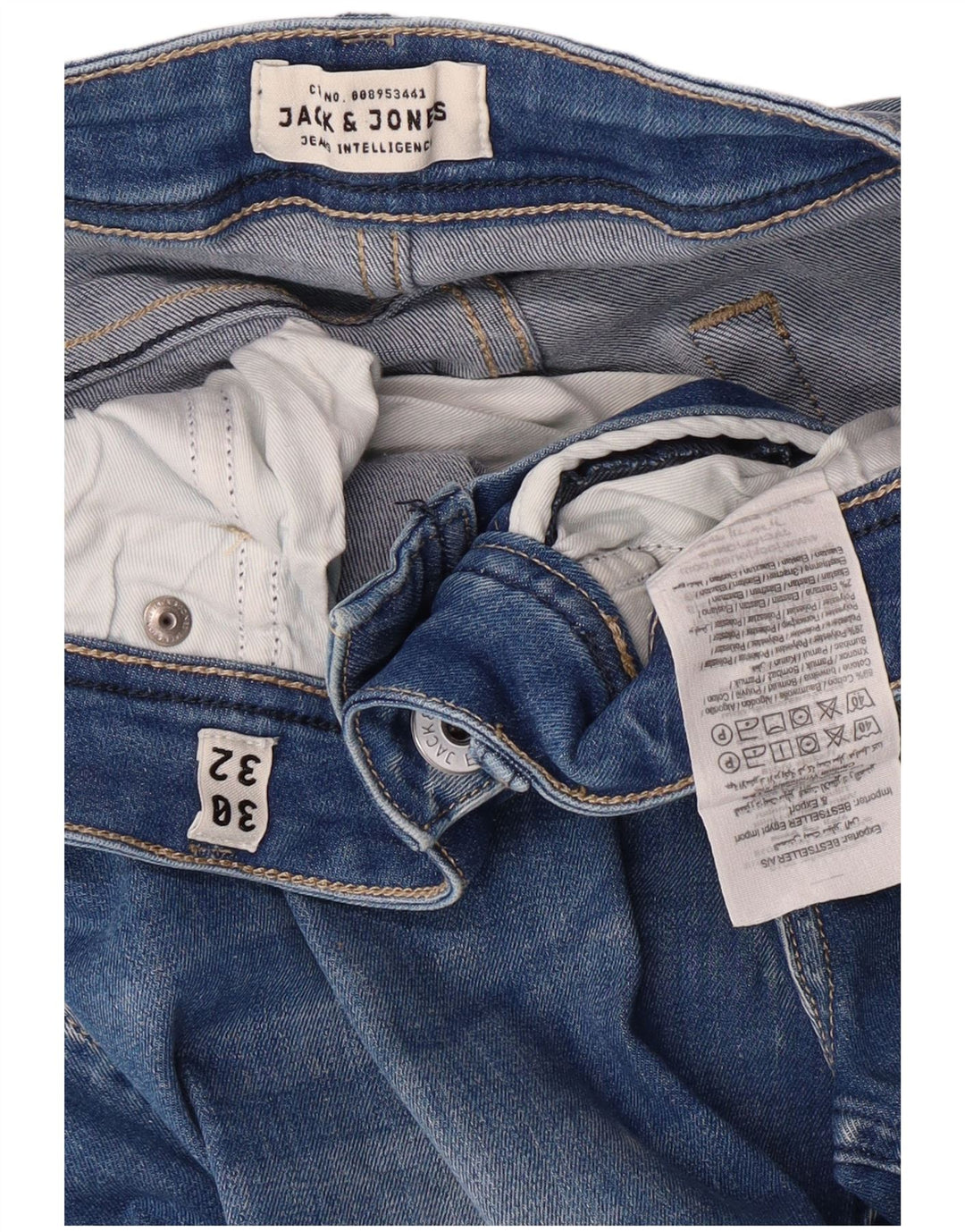 Jack & Jones Mens Tim Slim Jeans W30 L32 Blue Cotton