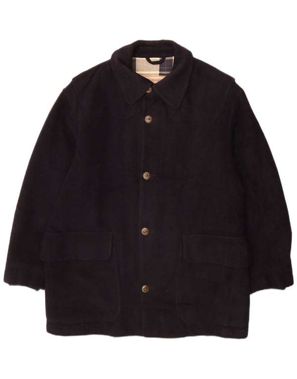 Ferre Mens Overcoat IT 50 Large Navy Blue Virgin Wool