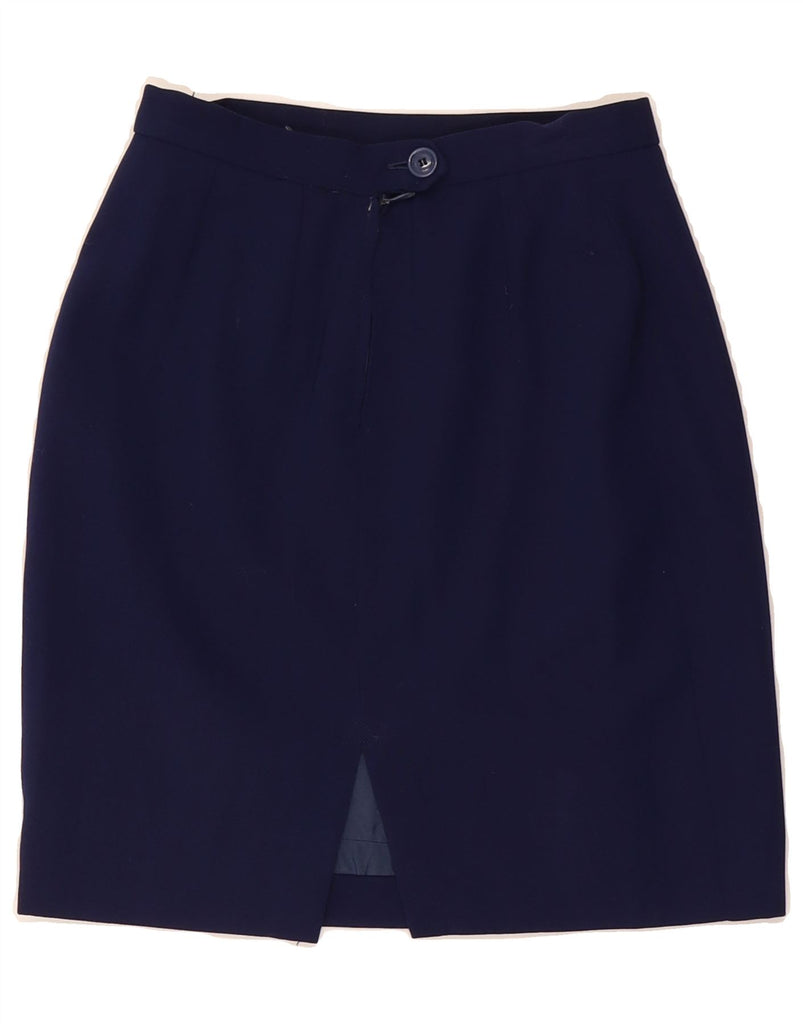 CHRISTIAN DIOR Womens High Waist Mini Skirt UK 4 XS W24 Navy Blue Designer Vintage Christian Dior and Second-Hand Christian Dior from Messina Hembry 