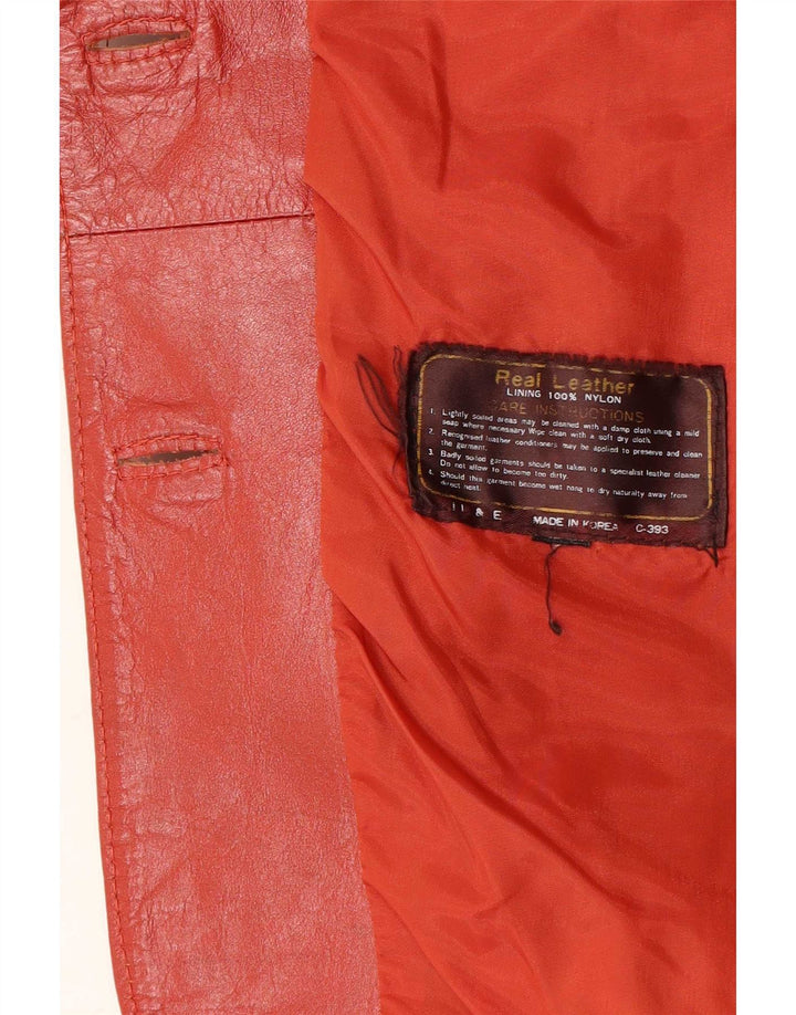 Vintage Womens 2 Button Leather Blazer Jacket UK 12 Medium Red