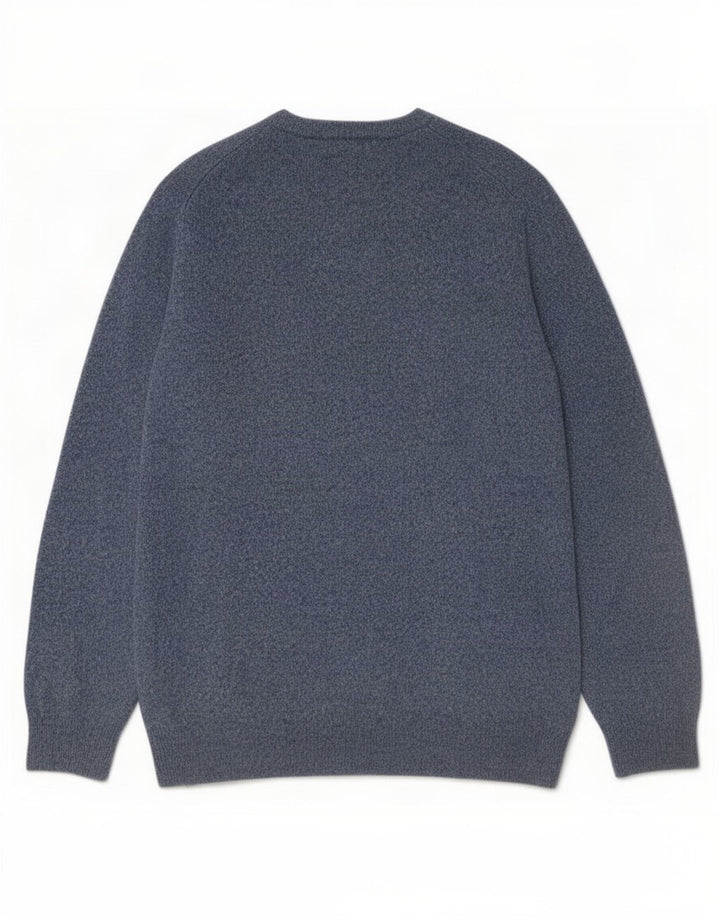 Marks & Spencer Mens Crew Neck Jumper Sweater Small Blue Flecked Lambswool