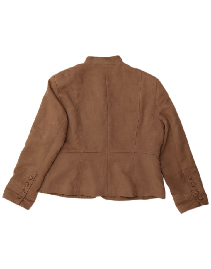 M&Co Womens 6 Button Faux Leather Blazer Jacket UK 20 2XL Beige Polyester