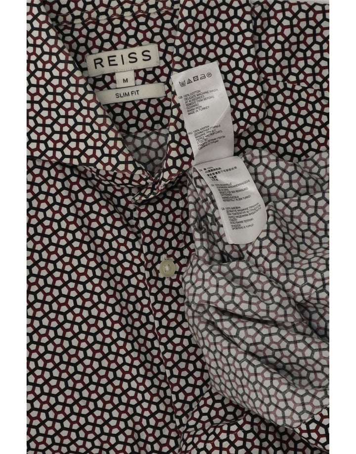 Reiss Mens Slim Fit Shirt Medium Multicoloured Geometric Cotton