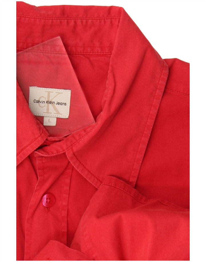 CALVIN KLEIN JEANS Mens Short Sleeve Shirt Large Red