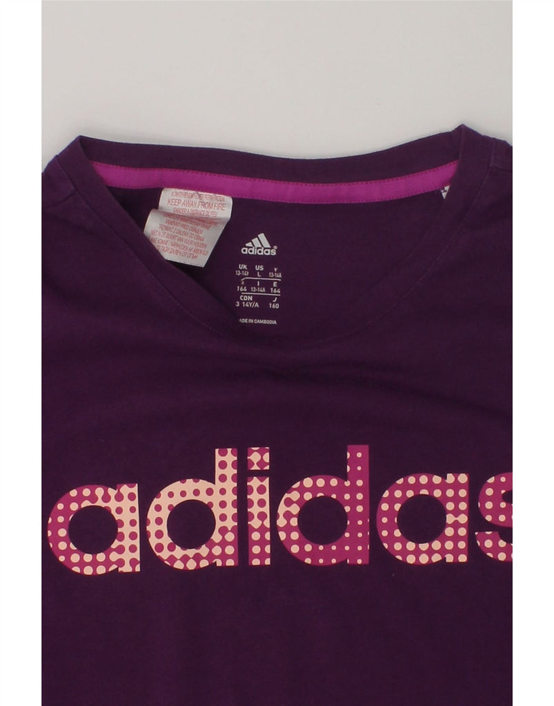 ADIDAS Girls Graphic T-Shirt Top 13-14 Years Purple Cotton | Vintage Adidas | Thrift | Second-Hand Adidas | Used Clothing | Messina Hembry 