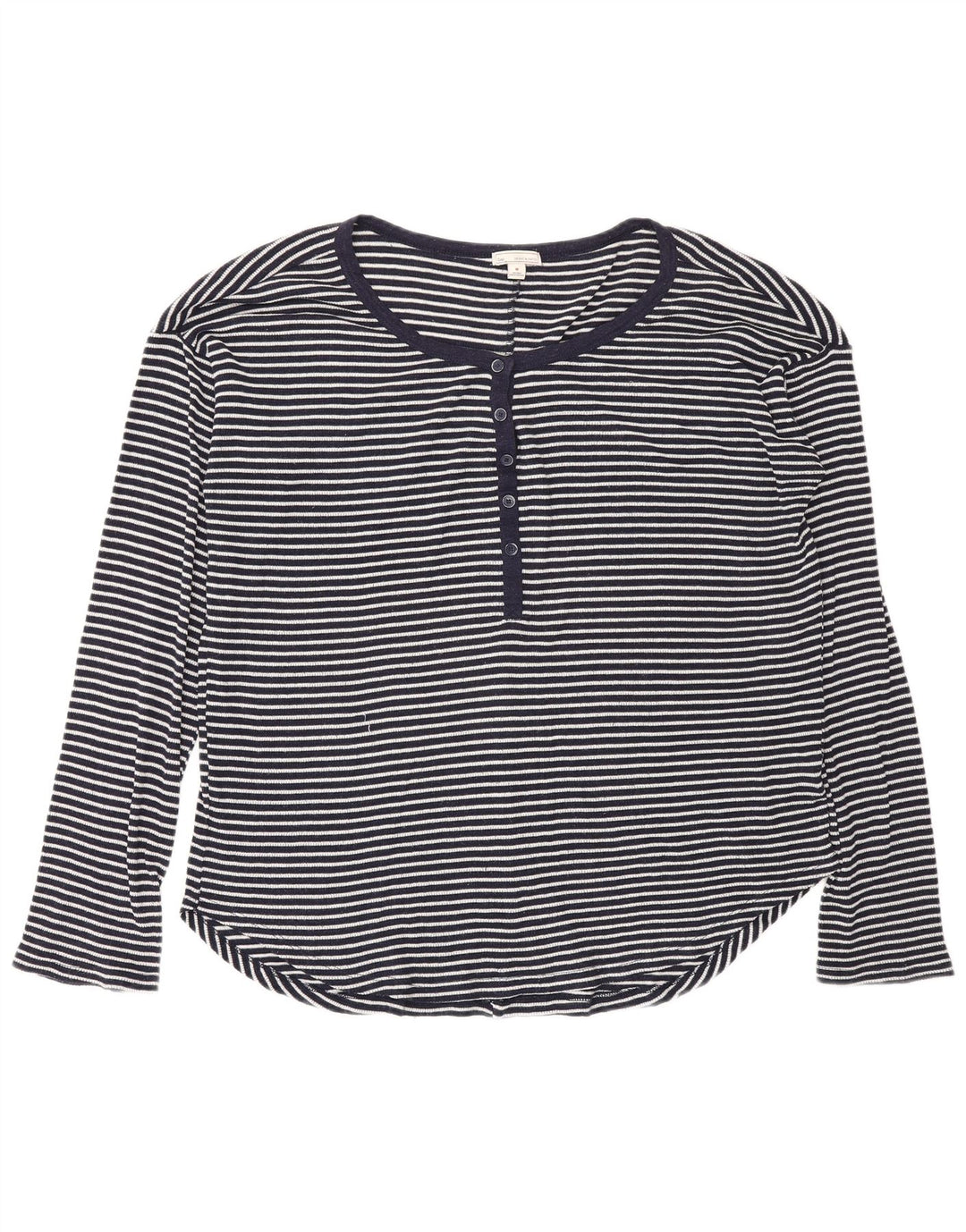 Gas Womens Top Long Sleeve UK 14 Medium Navy Blue Striped Polyester