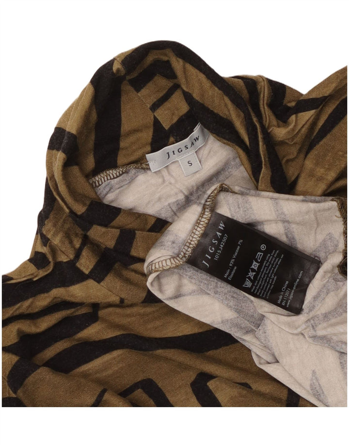 Jigsaw Womens Top Long Sleeve UK 10 Small Brown Geometric Viscose