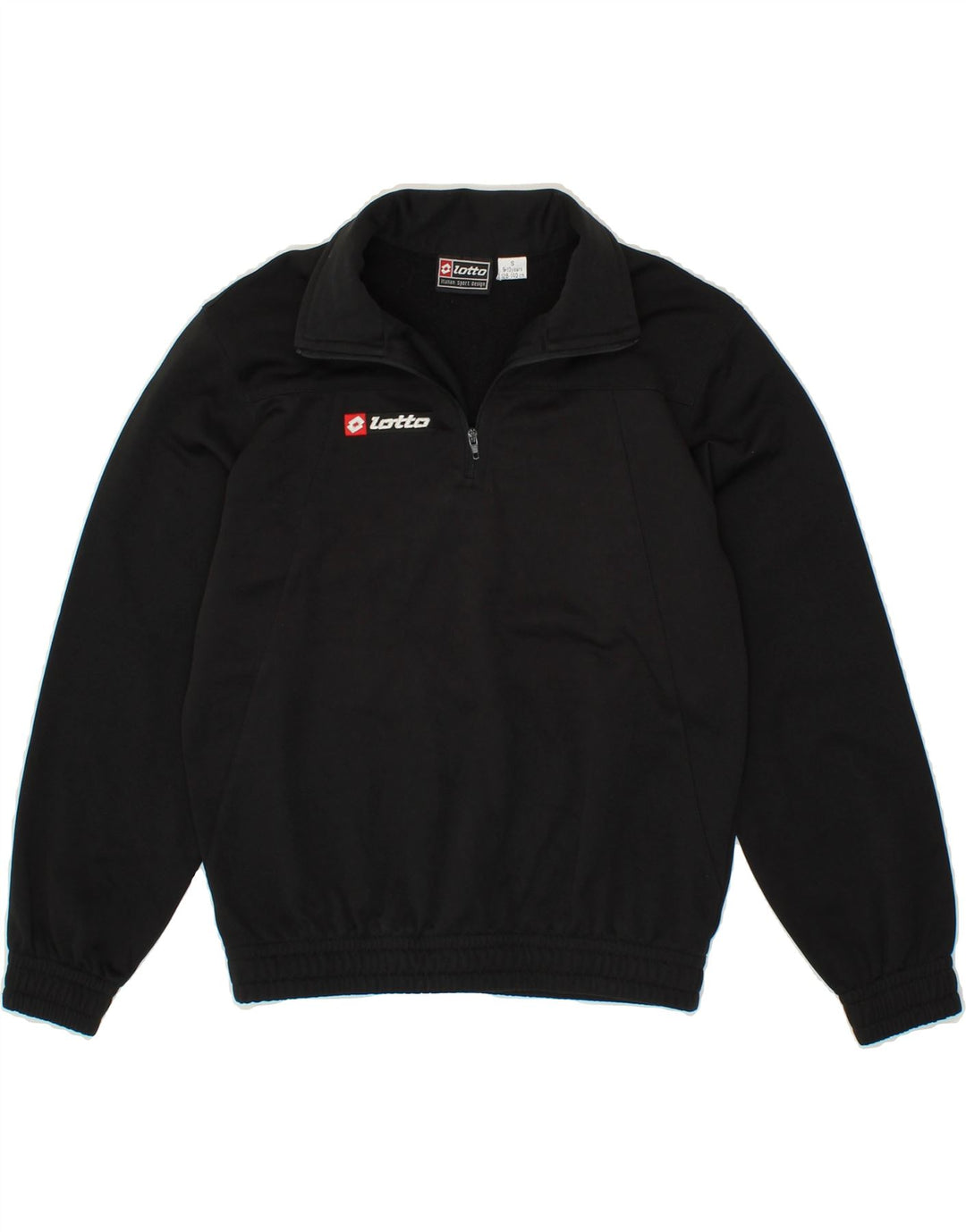 LOTTO Boys Graphic Zip Neck Sweatshirt Jumper 9-10 Years Small Black Vintage Lotto and Second-Hand Lotto from Messina Hembry 