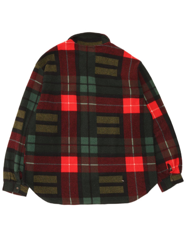 Vintage Mens Overshirt Fleece Shirt Large Multicoloured Check Polyester
