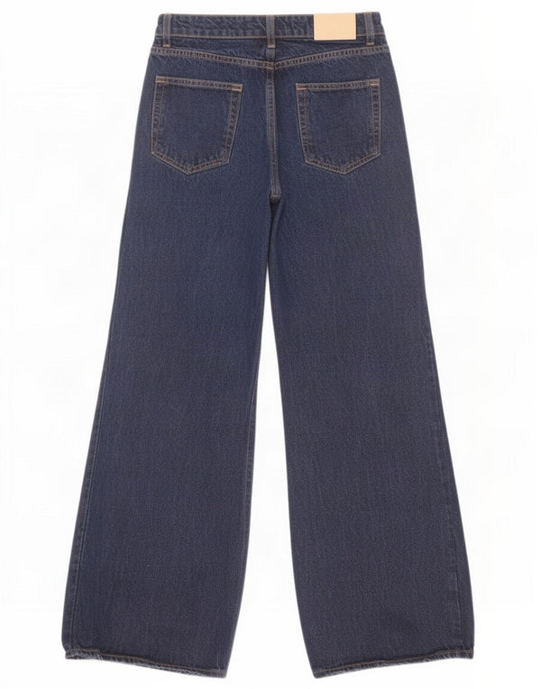 Zara Womens Wide Leg Jeans EU 32 2XS W22 L31 Navy Blue Cotton