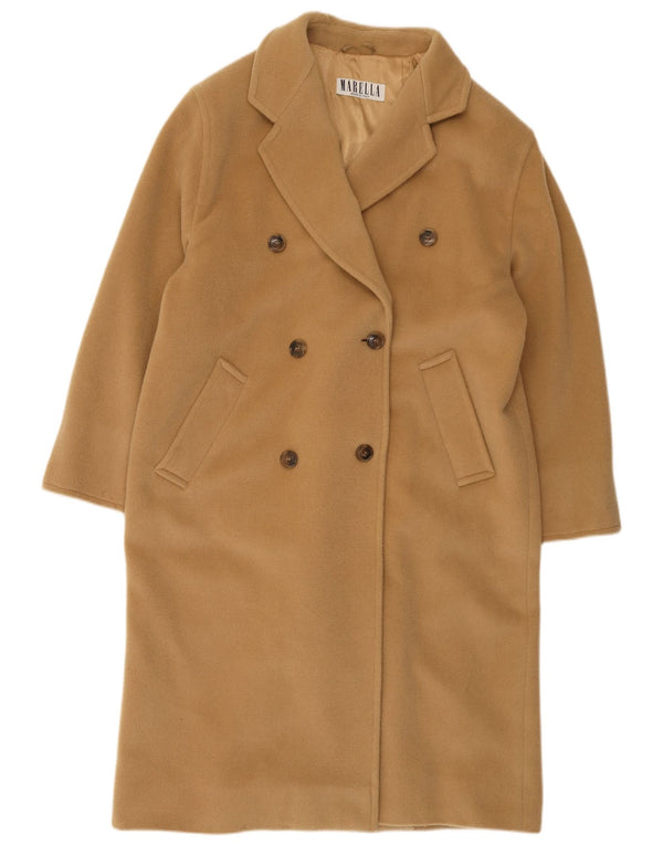 Marella Womens Oversized Double Breasted Coat UK 12 Medium Beige Wool