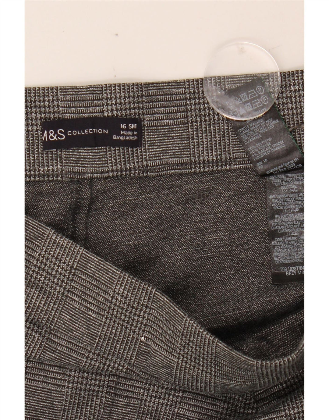 MARKS & SPENCER Womens Casual Trousers UK 16 Large W34 L24 Grey Check Vintage Marks & Spencer and Second-Hand Marks & Spencer from Messina Hembry 
