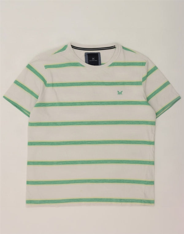 Crew Clothing Mens T-Shirt Top Large White Striped Cotton