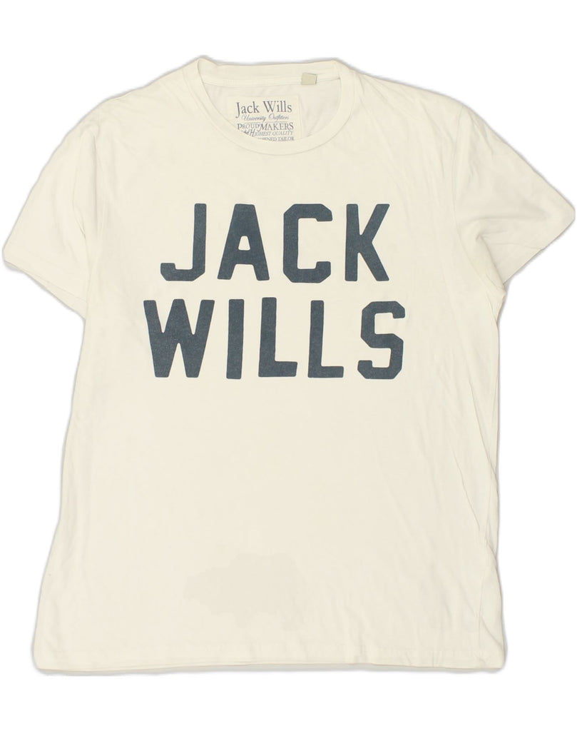 JACK WILLS Mens Graphic T-Shirt Top Medium White Cotton | Vintage Jack Wills | Thrift | Second-Hand Jack Wills | Used Clothing | Messina Hembry 