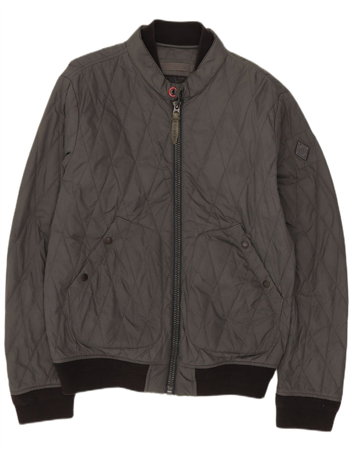 Replay Mens Quilted Jacket UK 40 Large Grey Colourblock Polyamide