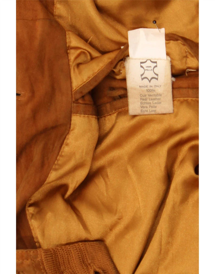 Vintage Mens Suede Bomber Jacket IT 48 Medium Beige Leather