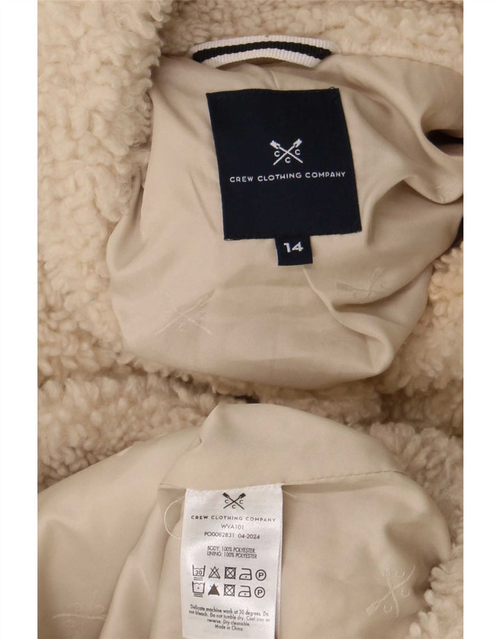 Crew Clothing Womens Teddy Bear Fleece Jacket UK 14 Large Beige Polyester