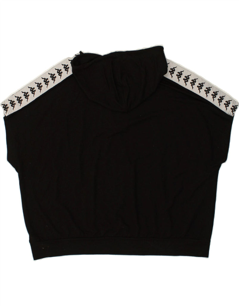 KAPPA Womens Graphic Short Sleeve Hoodie Jumper UK 18 XL Black Colourblock | Vintage Kappa | Thrift | Second-Hand Kappa | Used Clothing | Messina Hembry 