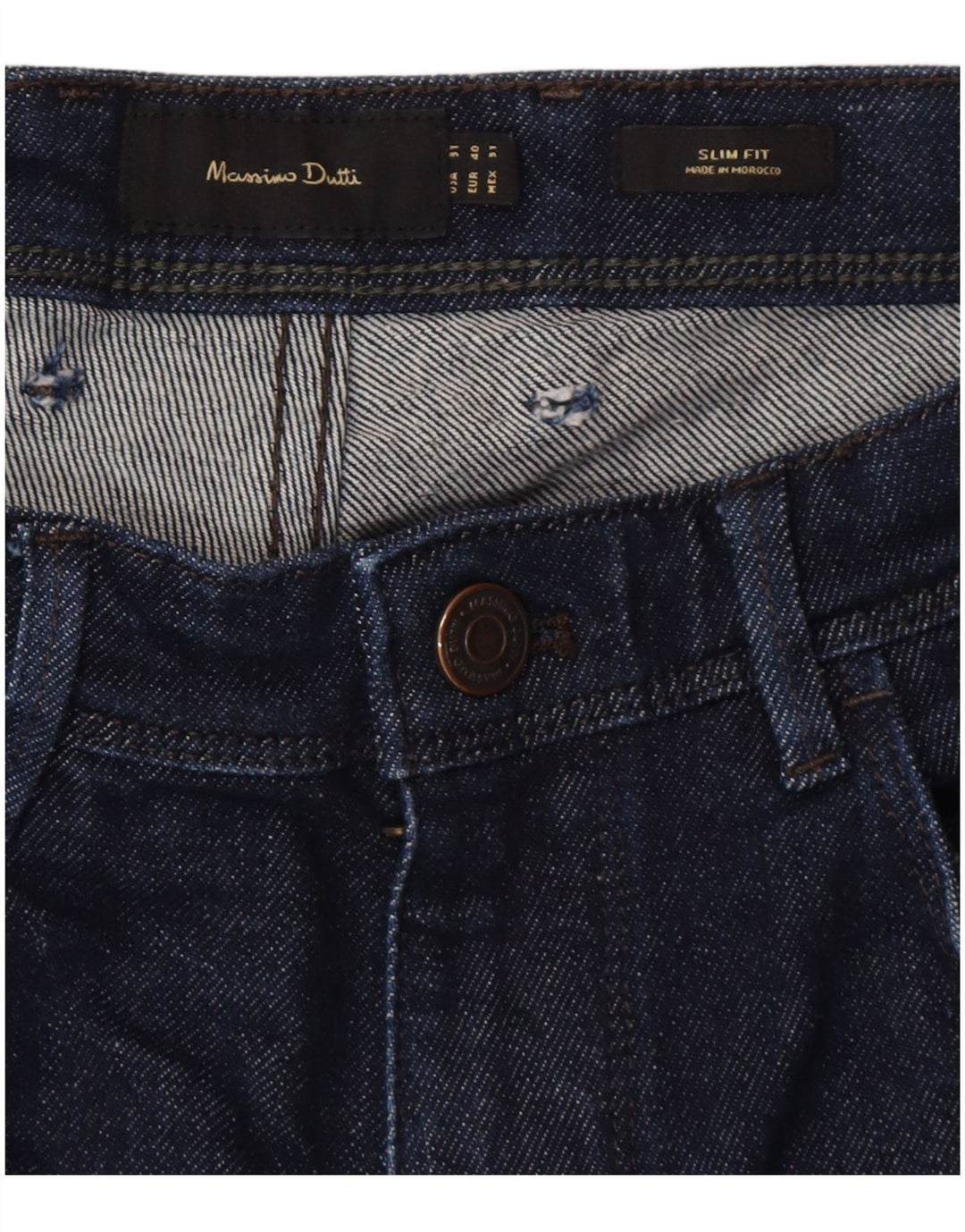 Massimo Dutti Mens Slim Jeans EU 40 Medium W31 L28 Navy Blue Cotton