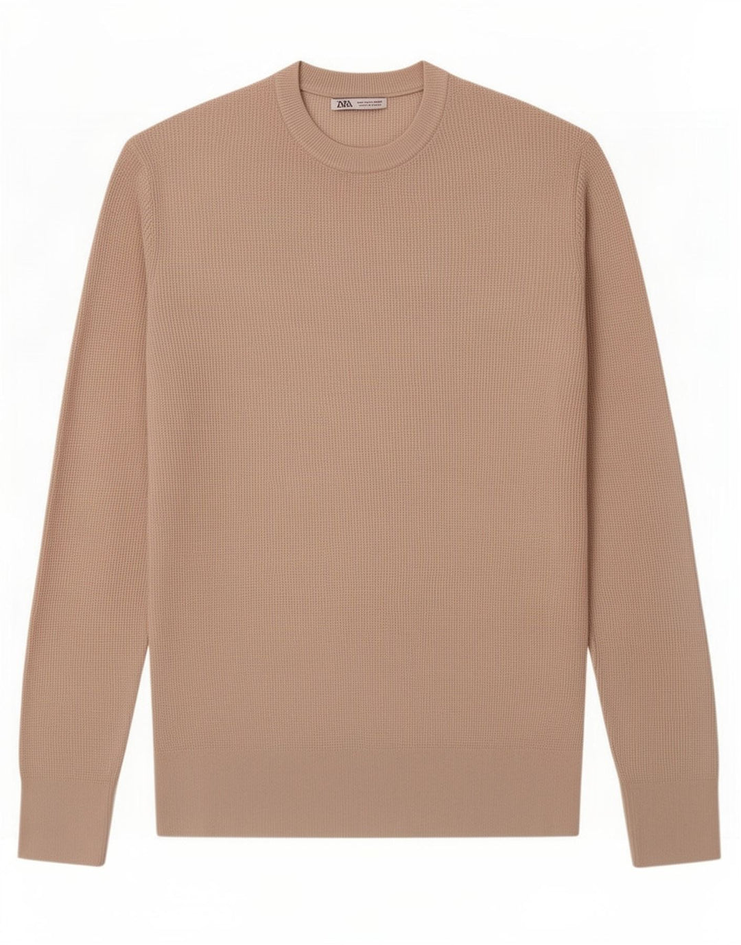 Zara Mens Crew Neck Jumper Sweater Medium Beige