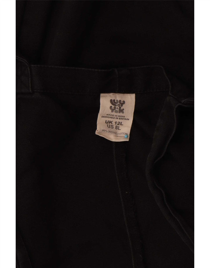 Lucy & Yak Womens Long Dungaree Jumpsuit UK 12 Medium Black Cotton