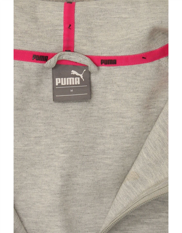 PUMA Womens Graphic Zip Hoodie Sweater UK 14 Medium Grey Cotton Vintage Puma and Second-Hand Puma from Messina Hembry 