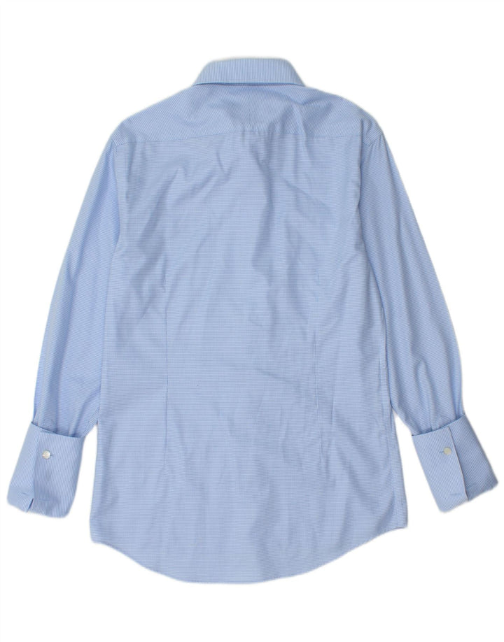 Moss 1851 Mens Slim Fit Formal Shirt Size 38 15 Medium Blue Houndstooth