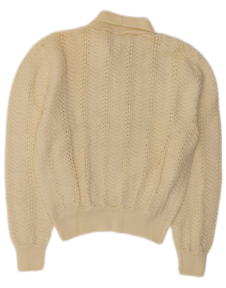 Vintage Womens Crop Cardigan Sweater UK 10 Small Off White