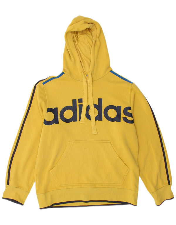 Adidas Mens Graphic Hoodie Jumper Medium Yellow Cotton