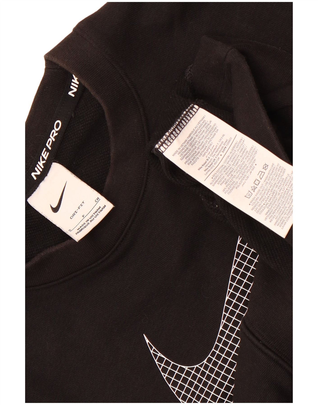 Nike Womens Graphic Oversized Sweatshirt Jumper UK 10 Small Black Cotton