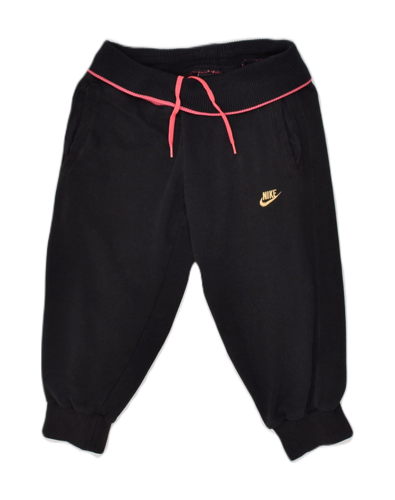 NIKE Girls Capri Tracksuit Trousers Joggers 12-13 Years Large Black Cotton | Vintage Nike | Thrift | Second-Hand Nike | Used Clothing | Messina Hembry 