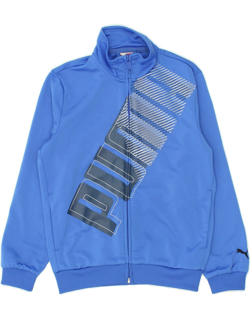 PUMA Boys Graphic Tracksuit Top Jacket 7-8 Years Blue Polyester | Vintage Puma | Thrift | Second-Hand Puma | Used Clothing | Messina Hembry 