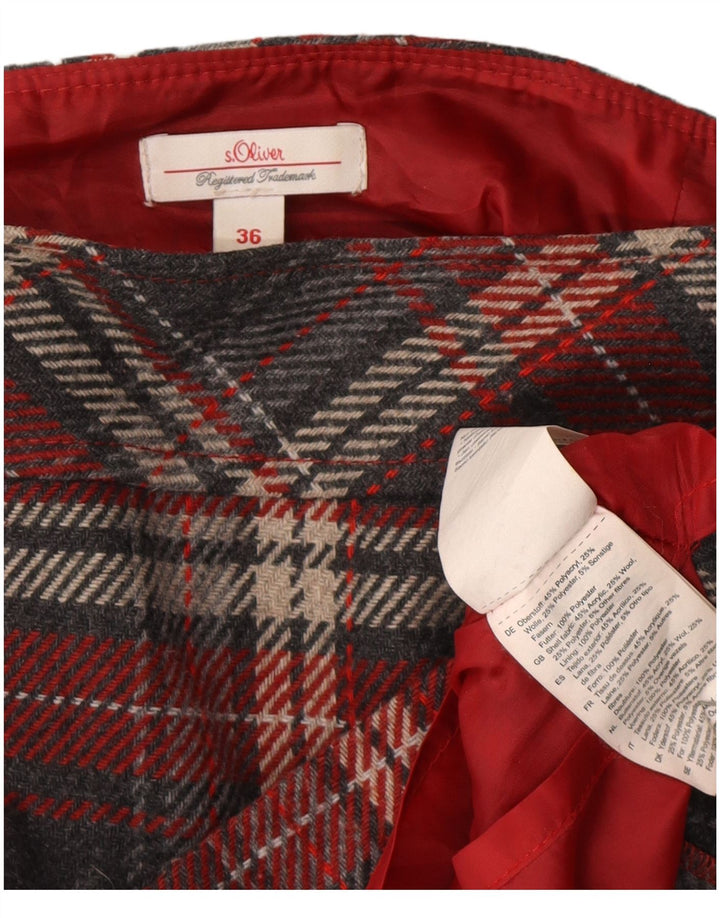 S.Oliver Womens Mini Skirt EU 36 Small W30 Grey Check Acrylic