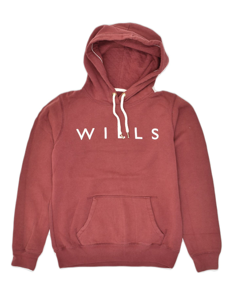 JACK WILLS Womens Graphic Hoodie Jumper UK 12 Medium  Maroon Cotton | Vintage Jack Wills | Thrift | Second-Hand Jack Wills | Used Clothing | Messina Hembry 