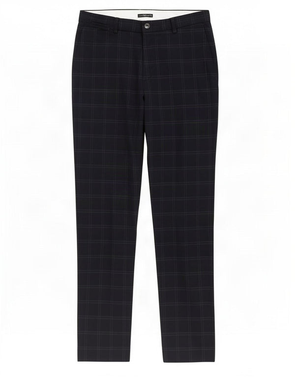 Zara Mens Slim Chino Trousers EU 40 Medium W31 L31 Navy Blue Check