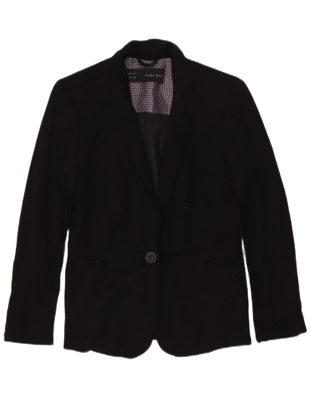 Zara Womens 1 Button Blazer Jacket UK 10 Small Black Viscose