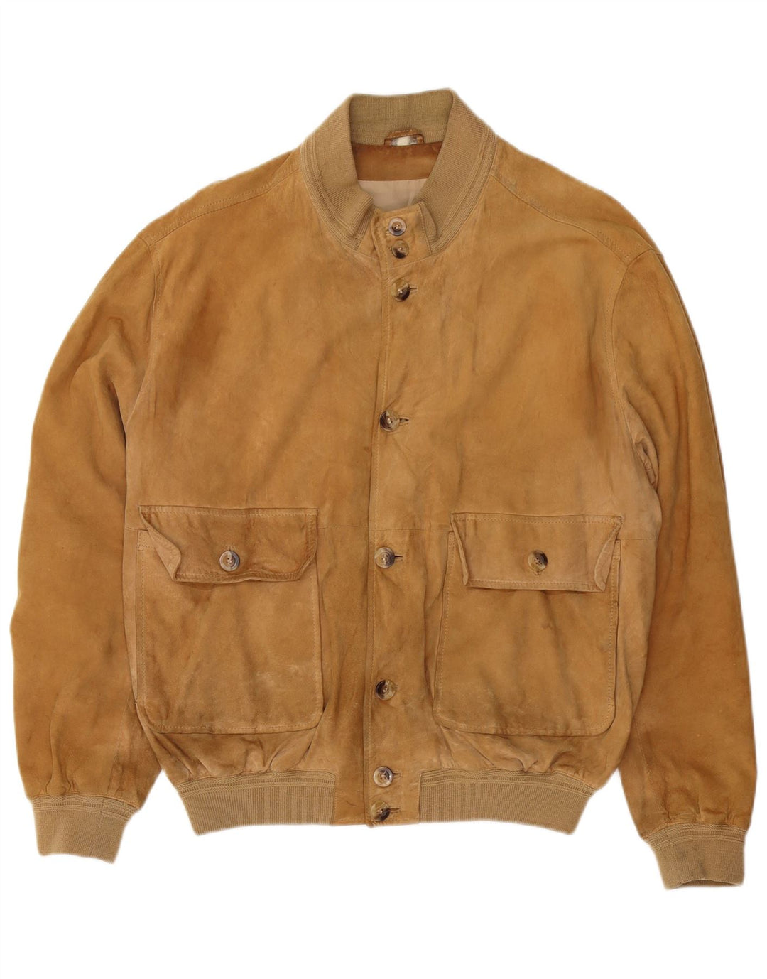 VINTAGE Mens Suede Bomber Jacket UK 42 XL Brown