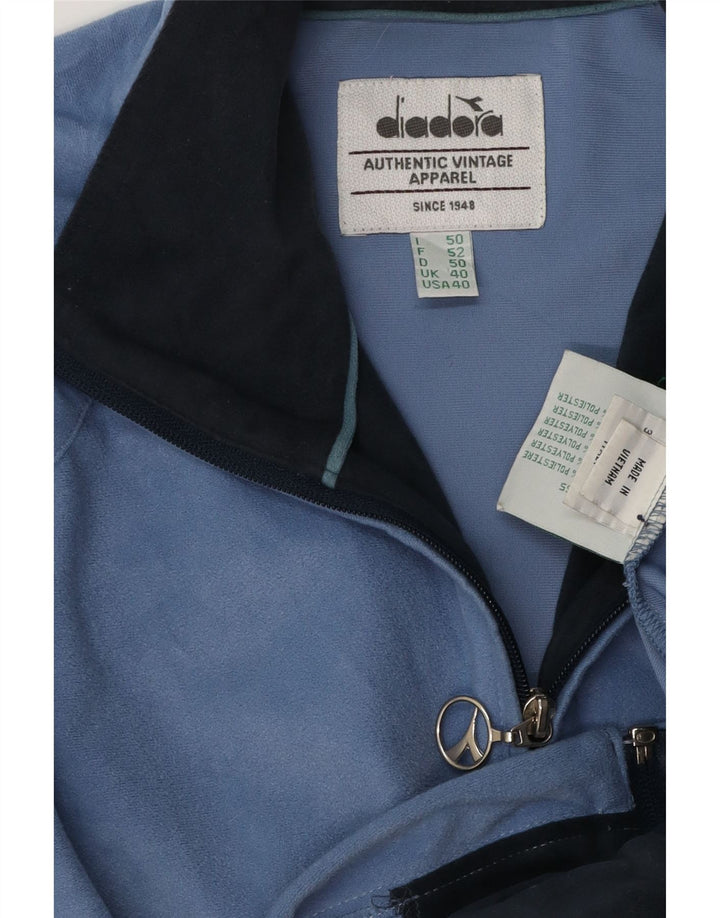 DIADORA Mens Loose Fit Tracksuit Top Jacket UK 40 Medium Blue Colourblock