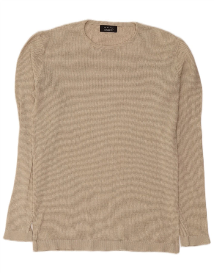 Zara Mens Top Long Sleeve Medium Beige