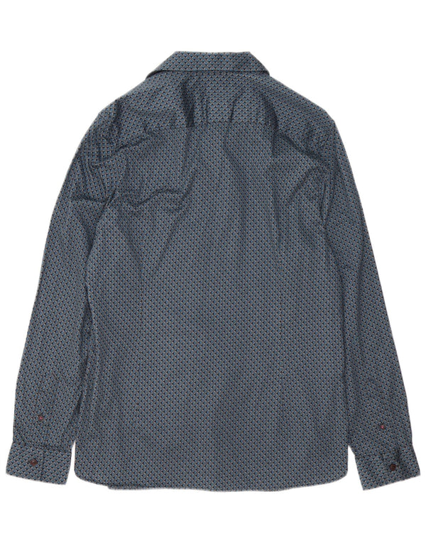 Ted Baker Mens Abstract Pattern Shirt Size 5 XL Blue Cotton