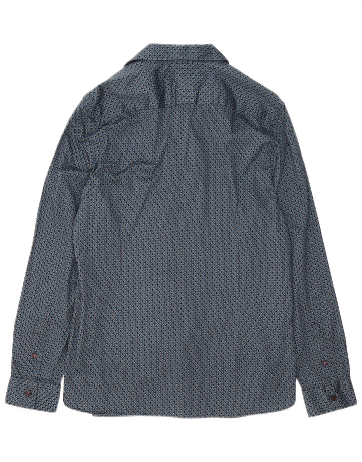 Ted Baker Mens Abstract Pattern Shirt Size 5 XL Blue Cotton