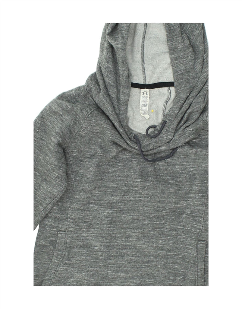 UNDER ARMOUR Womens Hoodie Jumper UK 6 XS Grey Flecked Cotton | Vintage Under Armour | Thrift | Second-Hand Under Armour | Used Clothing | Messina Hembry 