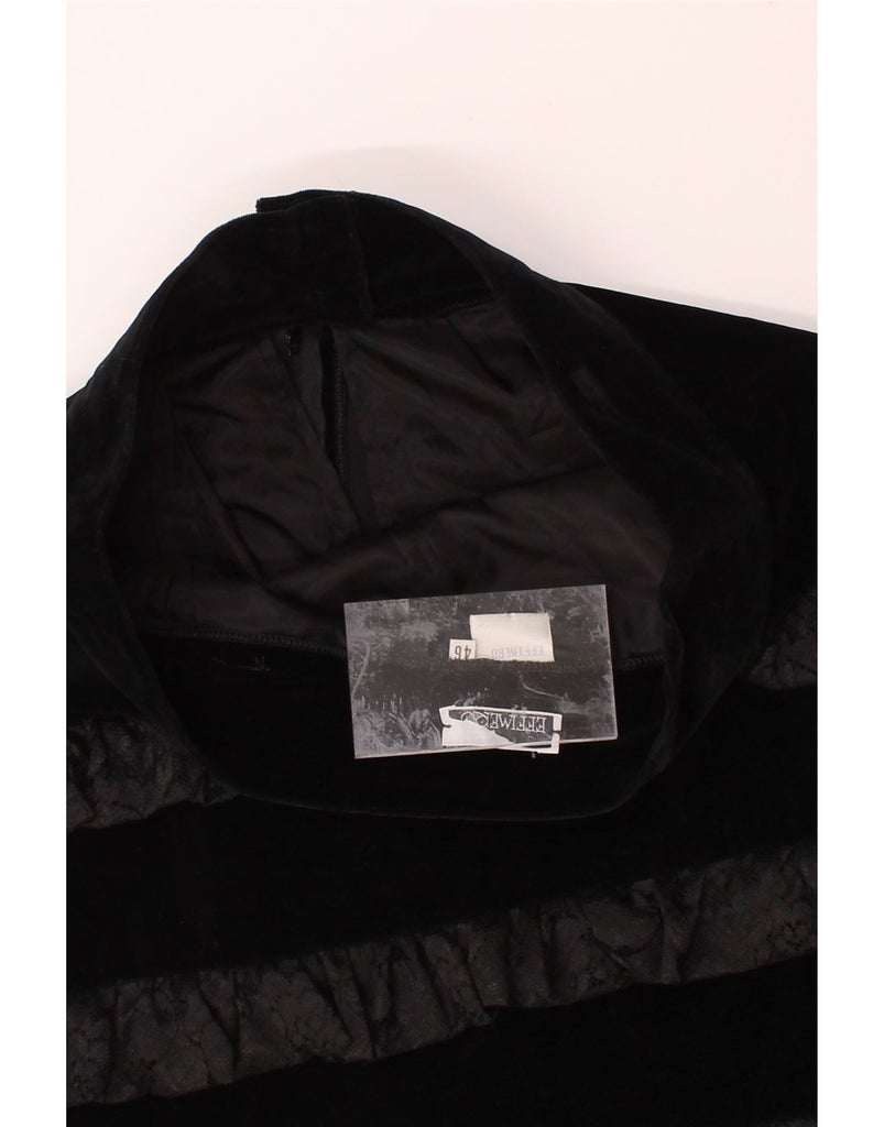 VINTAGE Womens Velvet Tiered Skirt IT 46 Large W30 Black Cotton Vintage Vintage and Second-Hand Vintage from Messina Hembry 