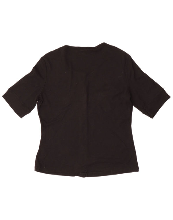 Jigsaw Womens Short Sleeve Cardigan Top UK 12 Medium Black Modal