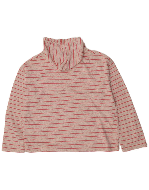 Animal Womens Oversized Hooded Hoodie Jumper UK 16 Large Beige Striped